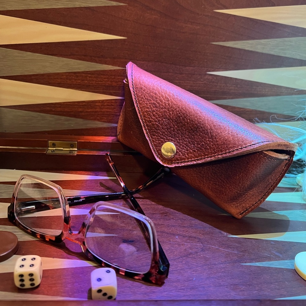Handmade brown leather glasses case